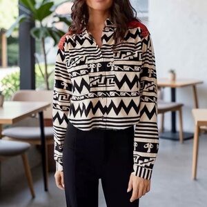 BDG Urban Outfitters Tripped Up Mushroom Corduroy Button Down Western Top XS